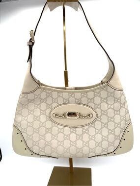 Gucci Cream GG Horsebit Jackie Shoulder Bag